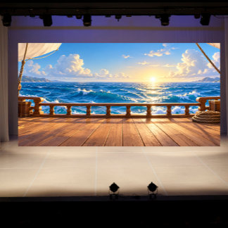 Open Ship Deck Ocean Horizon Panoramic Photo Banner