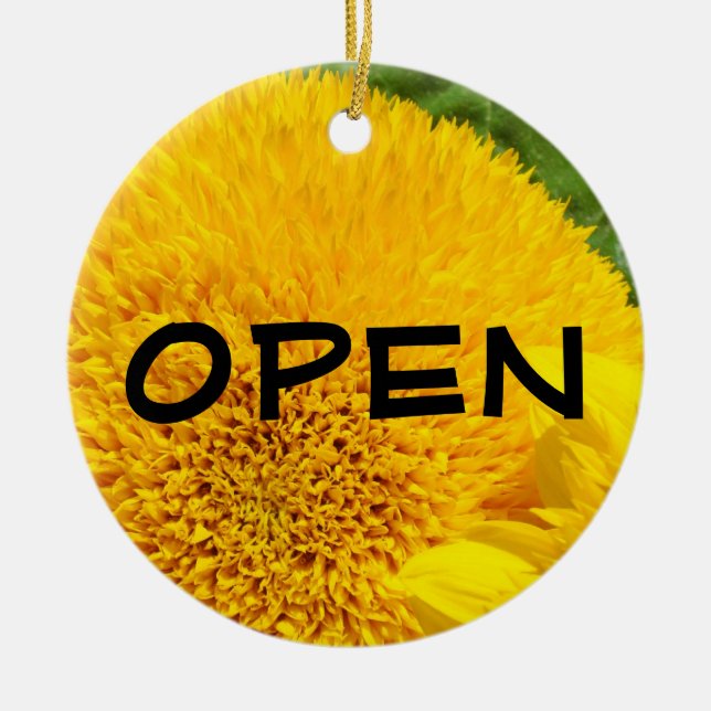 OPEN sign Closed Sign ornament Yellow Sunflowers (Front)