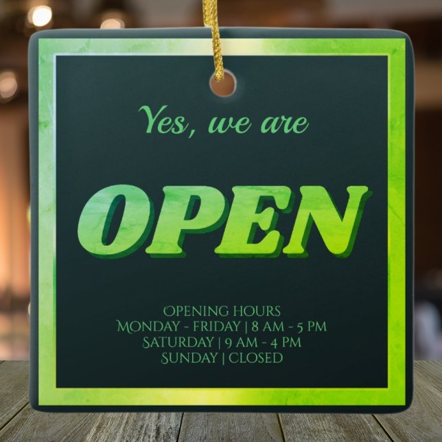 Open sign green ceramic ornament (Creator Uploaded)