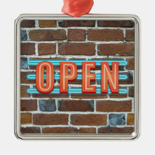 OPEN SIGN METAL ORNAMENT