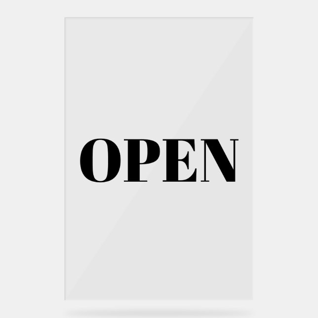 Open Sign Typography Minimalist Black Simple Large (Front)