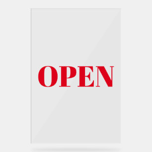 Open Sign Typography Minimaliste Rouge Simple Larg