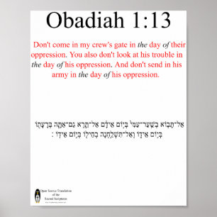 Open Source Translation Obadiah 1:13 Poster