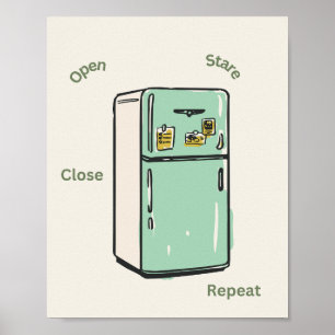 Open Stare Close Repeat Retro Fridge Wall Art