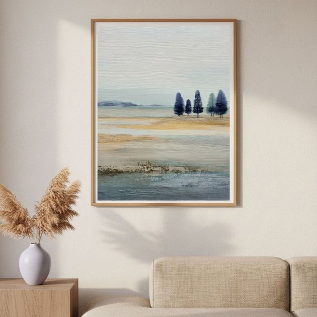 Open Terrain with Distant Island Minimal Abstract Poster (Creator Uploaded)