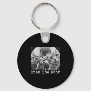 Open the door cat gang vintage funny cats meme men keychain