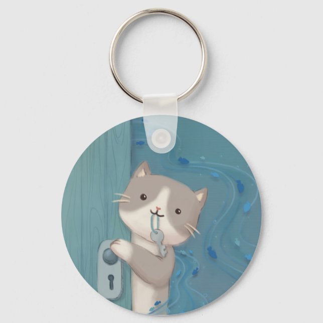 Open Up: Cat with Key Keychain (Front)