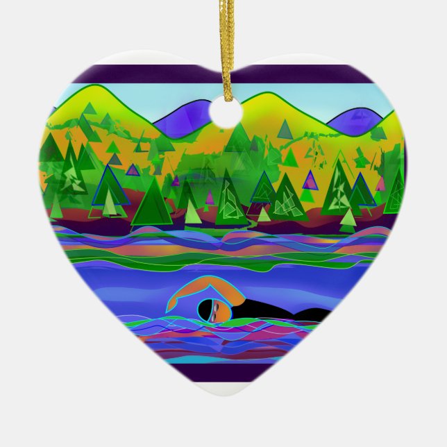 Open Water Solo Ceramic Ornament (Front)