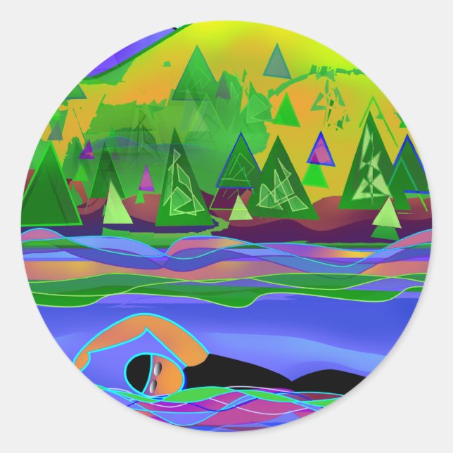 Open Water Solo Classic Round Sticker (Front)
