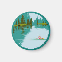 Open water swimming in a forest lake magnet