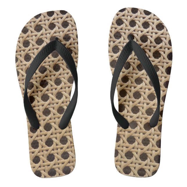 Open Weave Rattan Cane Flip Flops (Footbed)