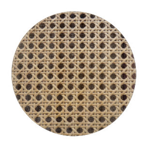 Open Weave Rattan Cane Glass Chopping Board