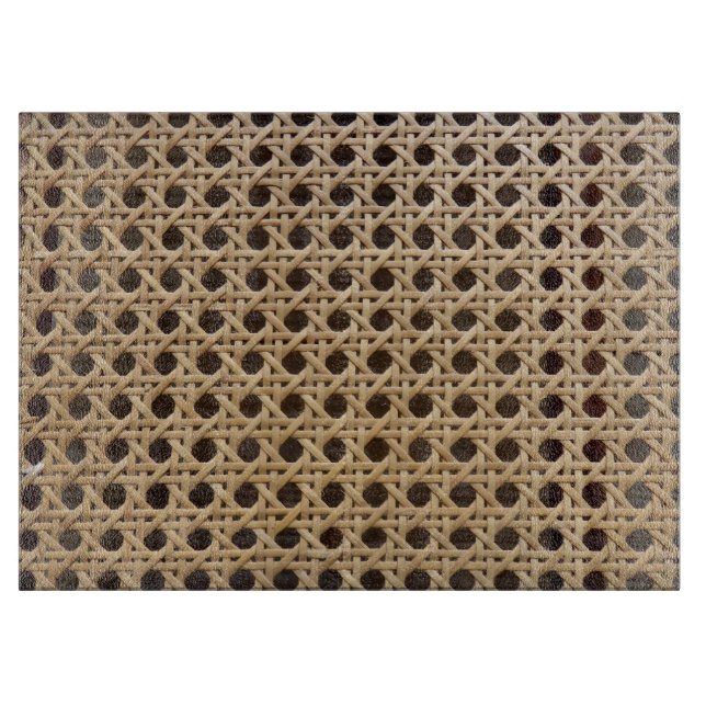 Open Weave Rattan Cane Glass Chopping Board (Front)