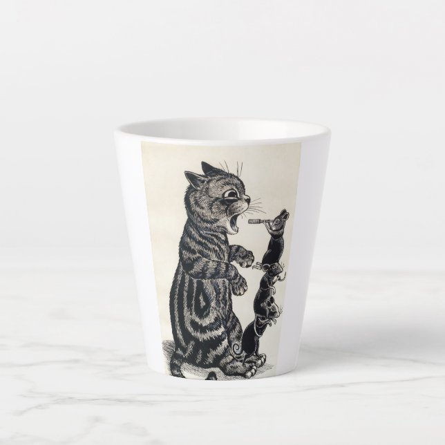 Open Wide by Louis Wain Latte Mug (Front)