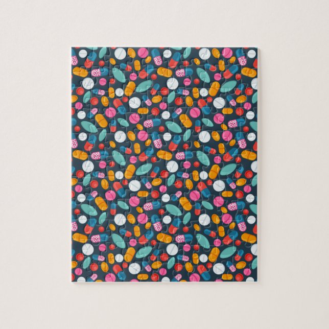 "Open wide!" pill print jigsaw puzzle (Vertical)