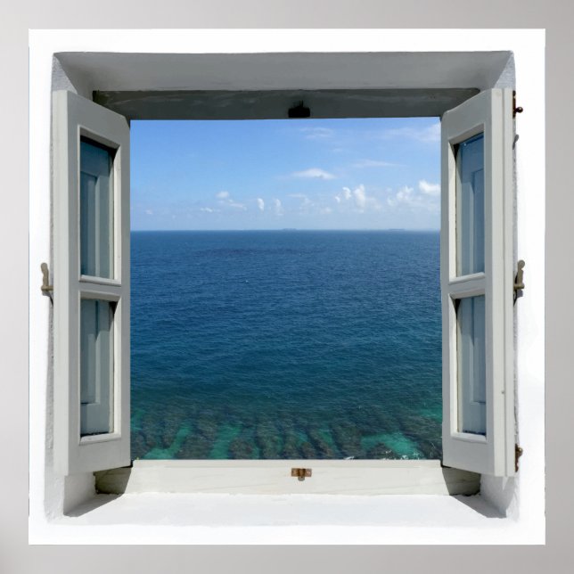 Open Window Blue Ocean Sea View Poster (Front)