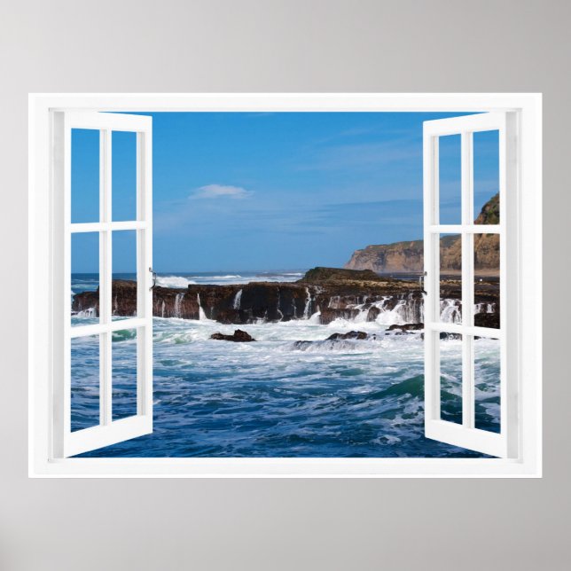 Open Window Seaside Escape Poster (Front)