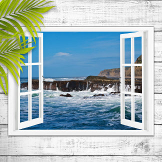 Open Window Seaside Escape Poster