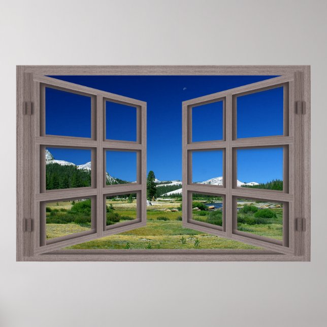 Open Window To Moon Over Tuolumne Meadows Poster (Front)