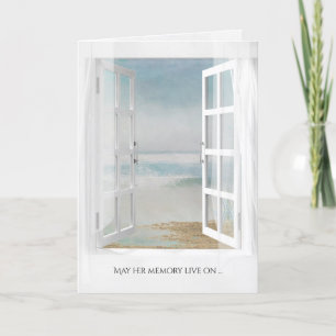 open window to watercolor ocean view card