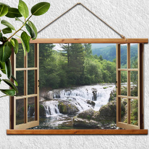 Open Window Waterfall River Hanging Tapestry