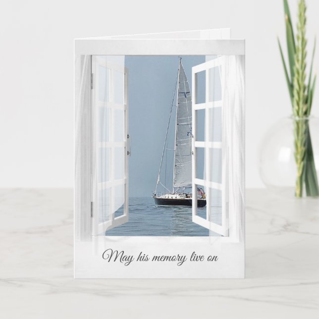 Open Window With Sailboat for Sympathy Card (Front)