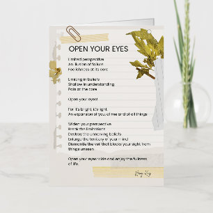 Open Your Eyes Inspirational Poem Poetry Foil Greeting Card