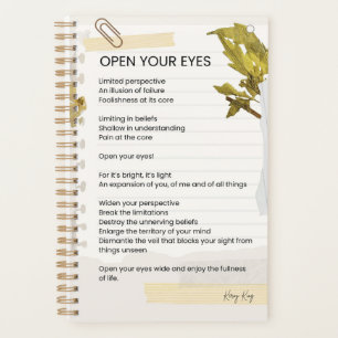 Open Your Eyes Inspirational Poem Poetry Planner