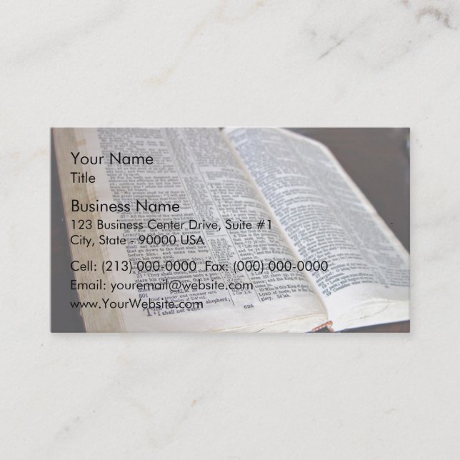 Opened Bible Business Card (Front)