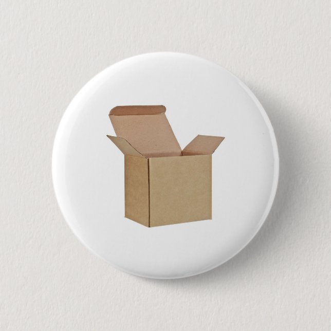 Opened cardboard box 2 inch round button (Front)