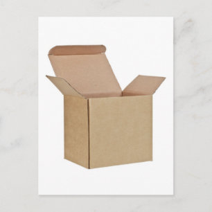 Opened cardboard box postcard