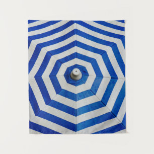 Opened striped umbrella tapestry