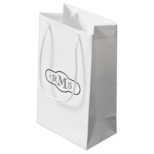 Openface Font Monogrammed Corporate Small Gift Bag (Back Angled)