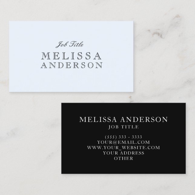 Openface Font Professional Alice Blue Business Card (Front/Back)