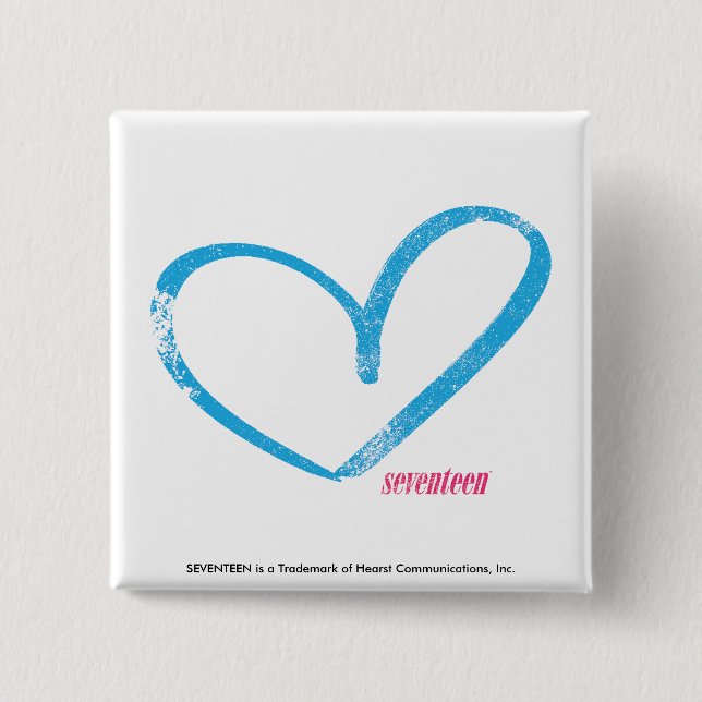 OpenHeart Aqua 2 Inch Square Button (Front)