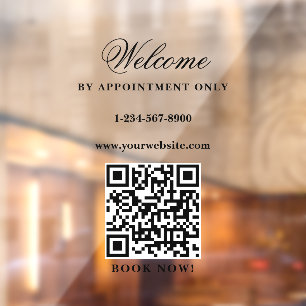Opening Business Hours Appointment Only Elegant Window Cling