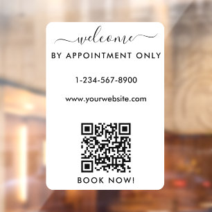 Opening Business Hours Appointment Only Welcome Window Cling