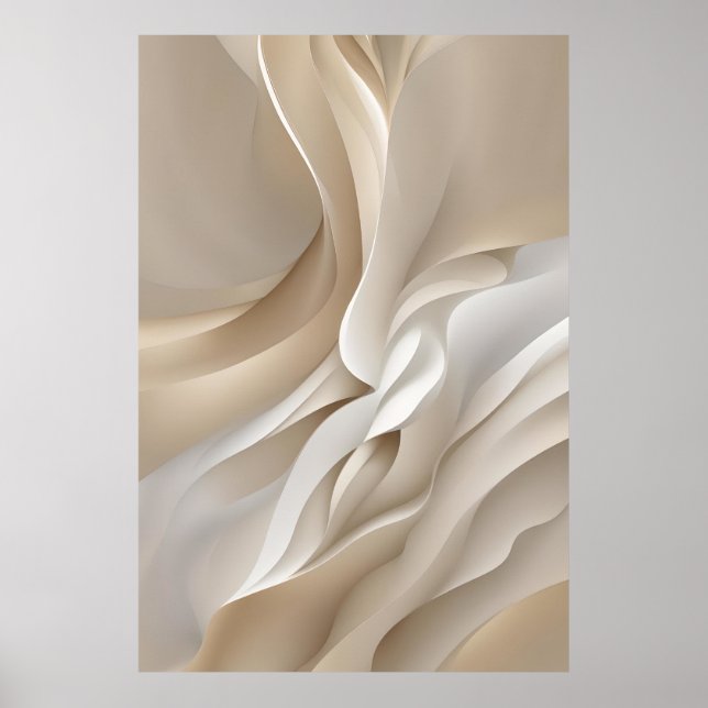 "Opening Currents" | Beige Abstract Art Poster (Front)
