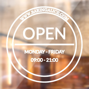 Opening hours Circle Window Cling