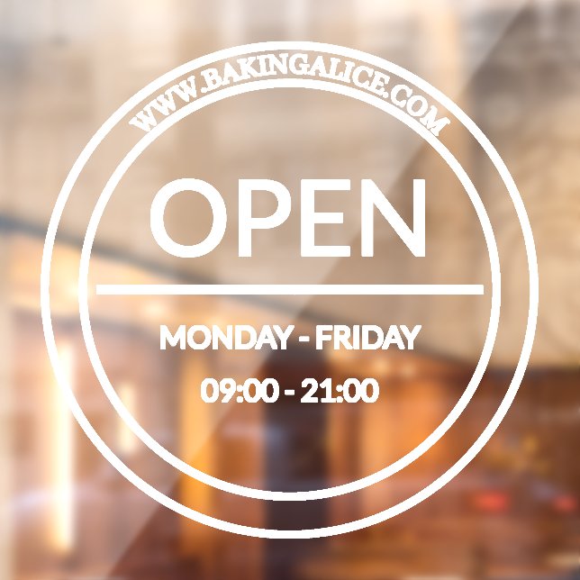 Opening Hours Circle Window Cling (Sheet 2)