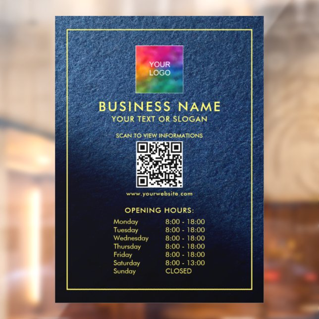 Opening Hours Custom Upload Your Logo QR Code Window Cling (Sheet 2)