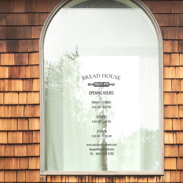 Opening Hours Local Bakery Shop  Window Cling (Creator Uploaded)