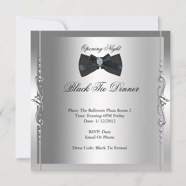 Opening Night Black Tie Formal Invitation (Front)