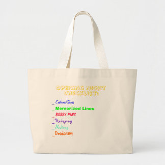 Opening Night Checklist Large Tote Bag