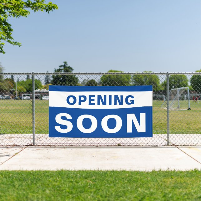 Opening Soon Business Blue White Large Outdoor Banner (Insitu)