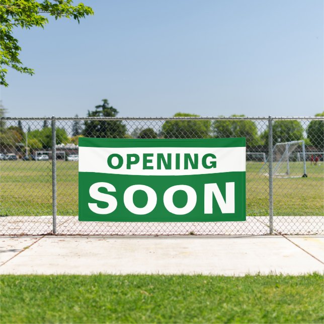 Opening Soon Business Green White Large Outdoor Banner (Insitu)