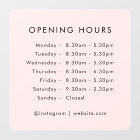 Opening Times | Business Hours Blush Pink