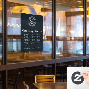 Opening Times - Business Logo Opening Hours Black Window Cling