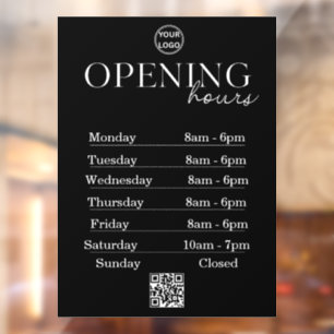 Opening Times   Business Logo Opening Hours   QR Window Cling