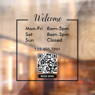 Opening Times Business Opening Hours Black Window Cling